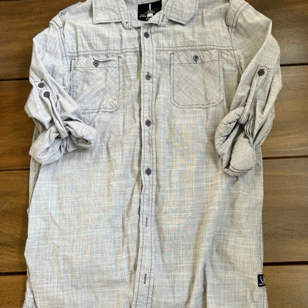 Men’s iJean by‎ Buffalo David Bitton Light Gray Button-Up Shirt
